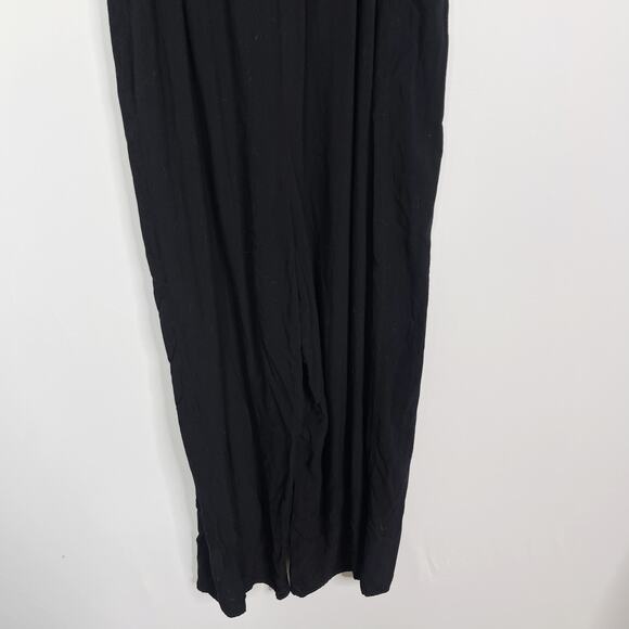 Francescas Mi Ami Small Black Button Front Jumpsuit Spaghetti Strap Wide Leg - Picture 7 of 8